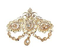 Artistics Hollow Out Arabic Crystals Brooch with Tassels Embellishment for Morocco Bridal Formal Brooch