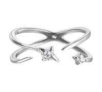 Artistics Rings Four Pointed Star Accent Open Band Copper Crafted Zirconia Decoration Personalize Styles Zircon Rings
