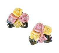 Artistics Sturdy Ceramic Rose Flower Earrings Portable Decoration For Women Handcraft Porcelain Floral Studs Earirng Colorful Ear Studs