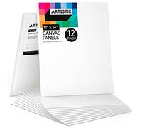 Artistik 11"x14" Paint Canvas Panels (Pack of 12) - 100% Medium-Grade Cotton Blank Canvas Painting Boards - Whit Canvases for Painting with Oil, Acrylic & Mixed Media