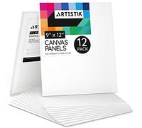 Artistik 12"x19" Paint Canvas Panels (Pack of 12) - 100% Medium-Grade Cotton Blank Canvas Painting Boards - Whit Canvases for Painting with Oil, Acrylic & Mixed Media