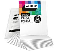 Artistik 8"x10" Paint Canvas Panels (Pack of 12) - 100% Medium-Grade Cotton Blank Canvas Painting Boards - Artist Canvases for Painting with Oil, Acrylic & Mixed Media