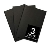 ARTISTIK Black A5 Sketchbook with Soft Cover - 40-Pages Staple-Bound Sketch Book with 165 GSM White Cartridge Paper & Drawing Pad for Mixed Media Use (Pack of 3)
