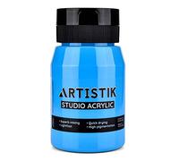ARTISTIK Blue Acrylic Paint 500ml | Premium High-Pigmented with Full Smooth Coverage | Long-Lasting & Versatile | Professional Acrylic Paint for Artists (Cerulean Blue Hue)