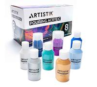 ARTISTIK Pouring Acrylic Paints - 8-Color Pouring Paint Set with 2 Mixing Cups - 100 mL Acrylic Pour Paint for Canvas, Glass, Paper, Wood, Stone & Tile - Pack of 8