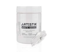 ARTISTIK White Gesso Acrylic Medium - 500 ml Professional-Grade Surface Prep Paint & Liquid Primer for Wood, Canvas, Paper, Cardboard, and Various Art Projects