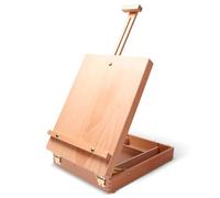 ARTISTIK Wooden Tabletop Box Easel with Adjustable Height & Angle - Solid Beechwood Artist Easel for Sketching & Painting - Portable Storage Art Box with Sturdy Handle