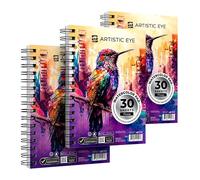 Artisto Watercolor Pads 5.5x8.5”, Pack of 3 (90 Sheets), Spiral Bound, Acid-Free Paper, 140lb (300gsm), Perfect for Most Wet & Dry Media, Ideal for Beginners, Artists & Professionals