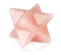 Artistone 1" Rose Quartz Merkaba Crystal Star Carved Gemstone Protection Sacred Meditation Energy Generator Chakra Stone Eight-Pointed Star with Gift Box