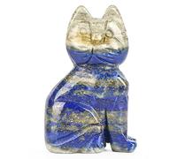 Artistone 2" Lapis Lazuli Crystal Cat Hand Carved Healing Crystals Gemstone Cat Figurine Pocket Stone Animal Statue Crafts Home Decor (Gift Box)