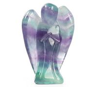Artistone 2" Rainbow Fluorite Crystal Guardian Angel Figurines Carved Gemstone Pocket Peace Prayer Healing Angel Stone Statue with Gift Box