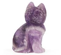 Artistone Amethyst Crystal Cat Ornament 2.0 inch Hand-Carved Cat Figurine Gemstone Animal Crystals Stone Collection Statue for Home Office Decoration Christmas Birthday Gifts