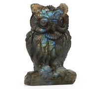 Artistone Labradorite Crystal Owl Figurine 2 Inch Carved Gemstone Crsyatls Animals Owl Statue Healing Stone for Gifts Home Decor
