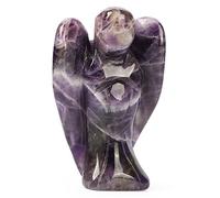 Artistone Natural Amethyst Crystal Pocket Guardian Angel Figurine, 2" Reiki Healing Gemstone Carved Angels Gift Statue Decoration