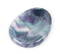 Artistone Natural Crystal Egg Shaped Thumb Stone 1.5 Inch - Smooth Calming Worry Stone, Anxiety Relief Pocket Rock, Focus Fidget Tool, Zen Gift Idea - Rainbow Fluorite