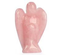 Artistone Natural Rose Quartz Crystal Pocket Guardian Angel Figurine, 2" Reiki Healing Gemstone Carved Angels Gift Statue Decoration