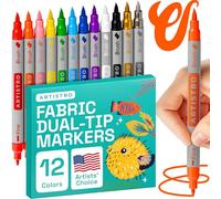 ARTISTRO 12 Acrylic Paint Pens - Dual Tip (Brush & Fine) Markers, Multicolor for Fabric, Canvas, Rock, Glass, Wood & Paper - Great DIY & Gift for Kids, Teens - Art Set