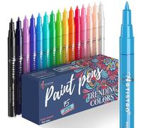 ARTISTRO 15 Acrylic Paint Pens for Rock Painting, Stone, Ceramic, Glass, Wood, Metal, Fabric, Canvas Pebbles. Set of Acrylic Paint Markers Water-Based Extra-Fine Tip 0.7mm