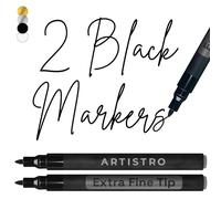 ARTISTRO 2 Black Acrylic Paint Pens for Rock Painting, Ceramic, Wood, Glass, Metal, Plastic - 0.7mm Extra-Fine Tip Paint Markers - Ideal for Labeling, DIY Crafts & Art Projects