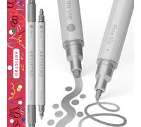 ARTISTRO 2 Silver Acrylic Paint Pens Dual-Tip Dot+Fine for Fabric & Rock