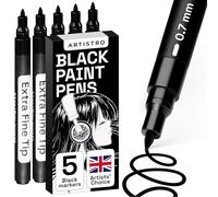 ARTISTRO 5 Black Paint Pens set for Rock Painting, Stone, Ceramic, Glass, Wood, Tire, Fabric, Metal, Canvas. Calligraphy Pen, Black Markers for Acrylic Painting Extra Fine Point Tip