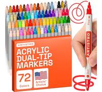 ARTISTRO 72 Acrylic Paint Pens, Acrylic Paint Markers, Fabric Markers for Textile, Canvas, Rock, Glass, Wood, Paper, Pumpkin, DIY for Kids and Adults (Dual Tip Dot + Fine, 72)