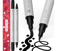 ARTISTRO Acrylic Paint Pens, Dual Tip, Acrylic Marker Pens for Fabric, Canvas, Rock, Glass, Wood, Paper, DIY, Kids and Adults 2 Black (Fine 1mm + Dot 5mm)