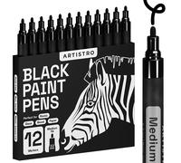 ARTISTRO Markers, Calligraphy Pen, Acrylic Paint Markers for Rock Painting, Stone, Ceramic, Glass, Wood, Canvas (Medium, Black)