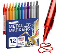 ARTISTRO Metallic Paint Pens for Rock Painting, Stone, Ceramic, Glass, Wood, Fabric, Pebbles, Scrapbook Journals, Photo Albums, Card Stocks. Set of 12 Acrylic Paint Markers Extra-Fine Tip 0.7mm