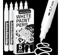 ARTISTRO Paint Pen for Rock Painting, Stone, Ceramic, Glass, Wood, Tire, Fabric, Metal, Canvas, Calligraphy Pen, Acrylic Paint Marker Water-based Extra-fine Tip 5 White