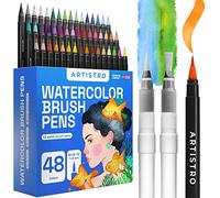 ARTISTRO Watercolor Brush Pens, 48 Colors + 2 Water Brushes. Unique Vivid Colors. Real Brushes for Artists & Adults. Great for Illustrations, Calligraphy, Watercolor Effects