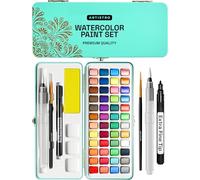 ARTISTRO Watercolour Paint Set, Vivid Colors in Portable Box, Including Palette Metallic and Fluorescent Colors Perfect Travel Watercolor Set for Artists, Amateur Hobbyists and Painting Lovers
