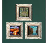 Artistry Home Claude Monet Masterpieces Trio Art Prints on Natural Stone with Recycled Frames - Bridge over a Pond, Autumn, Sea View
