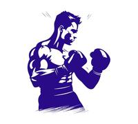 Artistry Powerful Boxing Emblem in Boxing Dynamism Logo Design with Man icon Mural and Wall Vinyl Decal 49.2x61.4cm Do not Damage The Wall Surface DarkBlue