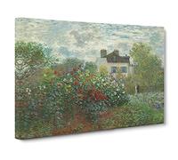 Artists Garden In Argenteuil By Claude Monet Canvas Print | Gallery Wrapped 30mm Frame Wall Art | 30x20 inches | Ready to Hang | Impressionist Floral Picture | Living Room Bedroom Lounge Office