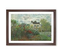 Artists Garden in Argenteuil by Claude Monet Framed Print | A2 Walnut Framed Wall Art | Ready to Hang | Modern Floral Picture | Living Room Bedroom Lounge Office