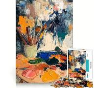 Artist's Palette And Brushes 1000 Piece Jigsaw Puzzle for Adults Brain Exercise DownTime Game Family Game Home Display (38x52cm)