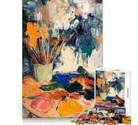 Artist's Palette And Brushes 1000 Piece Jigsaw Puzzle for Adults Brain Exercise DownTime Game Family Game Home Display (38x52cm)