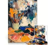 Artist's Palette And Brushes 1000 Piece Jigsaw Puzzle for Adults Creative Fun Sharp Color Fun Challenge Birthday Art Gift (50x75cm)