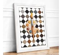 Artist's Palette in Repose Geometric Framed Wall Art Print A2 (59.4×42cm) White, Wall Decor for Living Room, Bedroom, Office & Home, Ready to Hang, Art Gift
