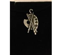 Artists Palette R109 English Pewter Emblem on a Black Cord Necklace Handmade 41CM Handmade by Pride in details and posted from Sheffield