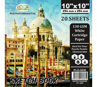 Artists Sketch Pads Spiral Bound 130 GSM Sketch Book Cartridge Drawing Paper Durable Acid-Free Art Book Hard Back for Kids, Professionals, Drawing and Sketching (10" X 10")
