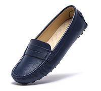 Artisure Women's Classic Comfort Leather Penny Loafers Casual Slip-Ons Lightweight Walking Flats Driving Mocs Boat Shoes, Blue, 6.5 UK