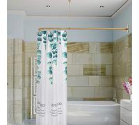 Artiwell L Shaped Shower Curtain Rod, Bathroom Bathtub Corner Shower Curtain Rod with Ceiling Support (SATIN GOLD/BRASS)