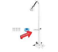 Artiwell Outdoor Shower Fixture System, Base Utility Stainless Steel Shower Faucet with Showerhead and Soap Dish, Polished Chrome