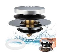 Artiwell Universal Tip Toe Bath Drain Stopper and Cover, Bathtub Drain Stopper, Replaces lift and turn, Tip-Toe and Trip Lever drains for Tub, EZ Installation and Clearing (CHROME PLATED)
