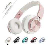 ARTIX CL750 Wired Headphones with Mic and Volume Control - 90% Noise Cancelling Plug In Headphones for Laptop, PC, iPad and Computer Wired, Over Ear Head Phone with Cable - (Foldable, Aux Jack 3.5mm)