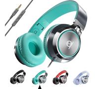 Artix CL750 Wired Headphones with Mic & Volume Control - 90% Noise Cancelling Headphones Wired, Over Ear Head phone Cable - Foldable Plug In Headphones for Laptop, PC, iPad & Computer (Aux Jack 3.5mm)