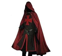 ARTIZANSTORE Medieval Templar Knight Crusader Surcoat & Cloak Reenactment LARP Black, Red, Red and Black, Adult