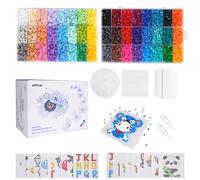 ARTKAL Fuse Beads Kit 9600pcs, 48 Colors, 5mm Sized, with 100 Patterns 4 Pegboards 2 Tweezers 2 Ironing Paper, Compatible Perler and Hama Beads